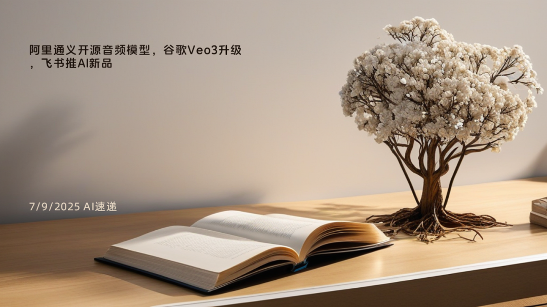 7/9/2025 AI速遞 | 阿里通義開(kāi)源音頻模型，谷歌Veo3升級(jí)，飛書(shū)推AI新品